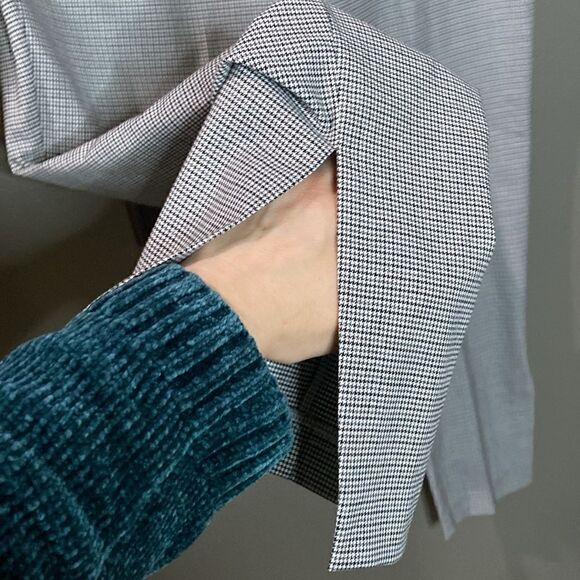 Worthington Houndstooth Pants grey black White Side Slit Hems - Picture 4 of 11